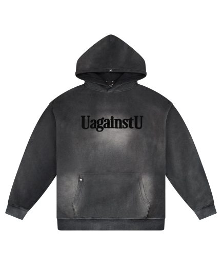 UagainstU Black Fleece Hoodie (Flocking Print Edition)