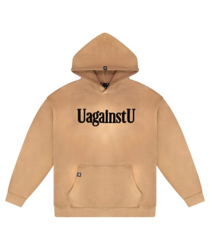 UagainstU Brown Fleece Hoodie (Flocking Print Edition)