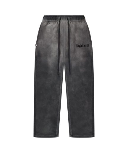 UagainstU Black Straight Leg Sweatpants (Flocking Print Edition)